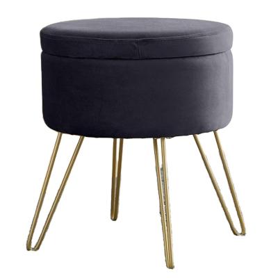 China Modern Round Velvet Storage Ottoman Foot Rest Stool for sale