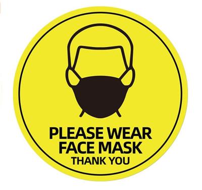 China WALL STICKER face cover sign sticker, public safety decal, required marker, entry reminder label for sale