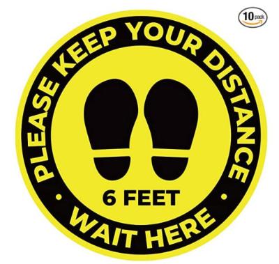 China Floor sticker signs, keep the distance label, wait here bracket sticker, public decal, floor reminder marker for sale