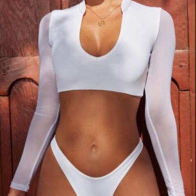 China Antibacterial Bikini Women Long Sleeve Mesh Bikini Swimwear Beach Wear Swimwear Manufacturing Company for sale