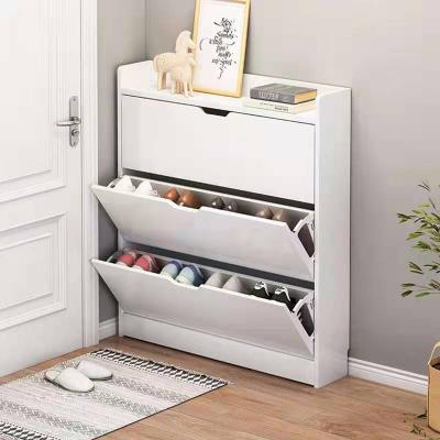 China Pairs (Other) Modern High Gloss White Organizer Cabinet 3 Tier Adjustable Wooden Shoe Rack Shelf Storage Cabinet 50 for sale