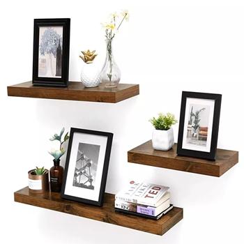 China (Others)Adjustable Floating Wall Shelf MDF I Shape Rustic Wall Mounted Storage Shelf Display Brown Wood Shelf for sale