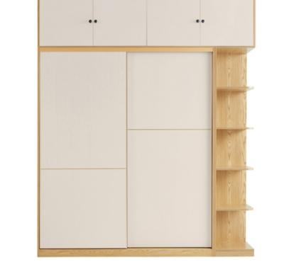 China Modern Wooden Bedroom Furniture White Fabric Sliding Door Cabinet Nordic Corner Stable Storage Organizer Wardrobe for sale