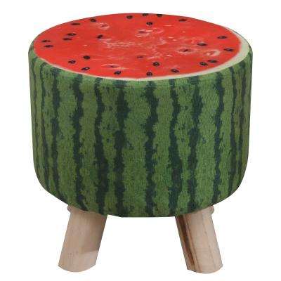 China Factory Wholesale Modern Plush Wooden Legs Removable Pine Stools Solid Wood Changing Stools Round Living Room Furniture for sale