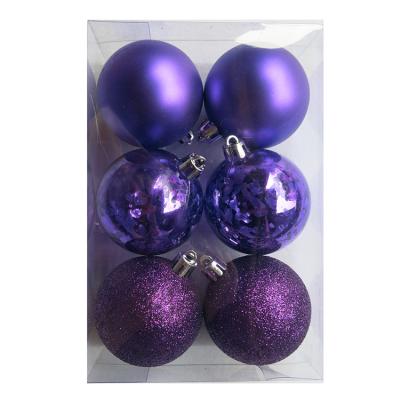 China 10cm Plastic 6pcs Fog Matt Glitter Surface Unbreakable Plastic Bauble Balls Set Christmas Ball Ornaments for sale