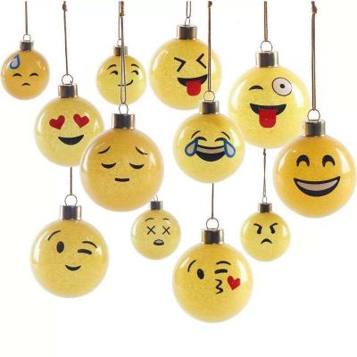 China Christmas Ornament Emoticon Bauble Hanging Baubles For Christmas Decoration Ornaments Custom Printing Plastic Shatterproof Ball for sale