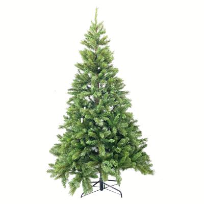 China 1015 Durable Hard Tips 7ft Need Pine Christmas Tree With Metal Base Mixed Hard PVC Needle for sale