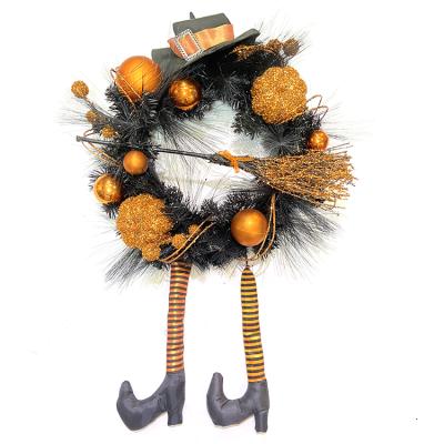 China New Halloween Thanksgiving Design Garland Halloween Decoration With Glitter Pumpkin Broom Hat Ornaments Plastic Ball for sale