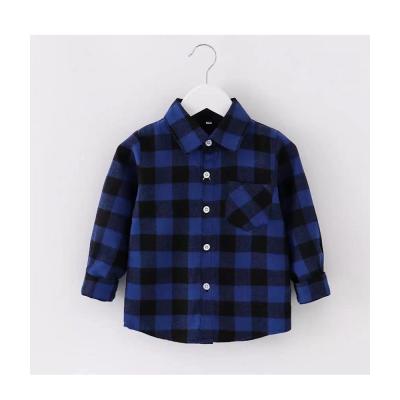 China Solid Cotton Children's Clothing Stripe Children's Clothing Kids Lattice Long Sleeve Shirt Boys Anti-Shrink Wear High Quality Boys Clothing for sale