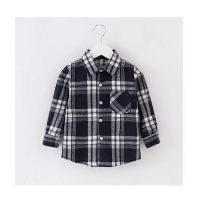 China High Quality Anti-Shrink Children's Clothing Long Sleeve Lattice Boys Clothing Stripe Shirt Fashion Kids Wear for sale