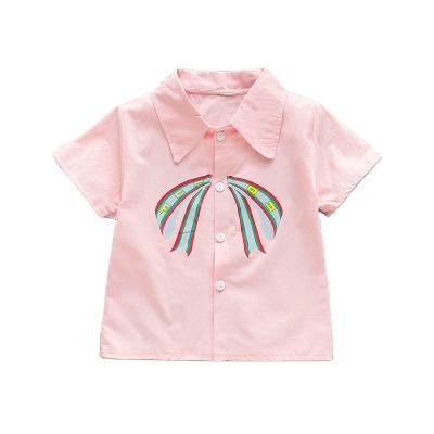 China 100% cotton Korean version 0-1 - years old children's 4bow shirt set2021 summer new children's shirt for sale