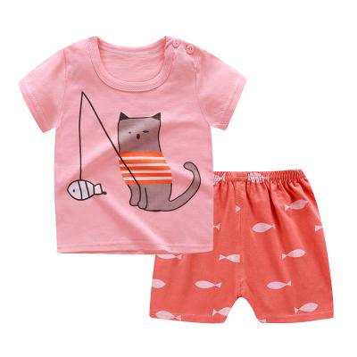 China Breathable children's short-sleeved children's wear suit set new baby T-shirt cotton shorts children's summer for sale