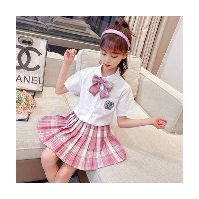 China Cute , Fresh And Lovely Style Preppy Uniform Girls Plaid Skirt Suit Short Sleeved Summer for sale