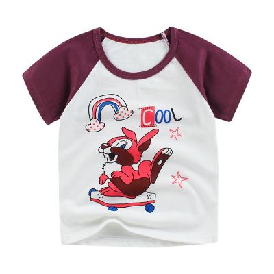 China Cute Cute Kids Boys And Girls Cartoon Anti-Shrink T-shirt Cotton Animal Cartoon Short Sleeve Tops Korean Style for sale