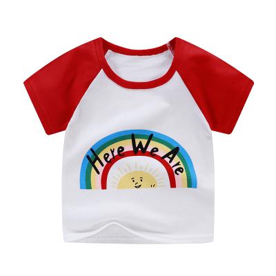 China Baby Bottom Shirt Cartoon Animal Summer Cotton Tops Boys And Girls T-shirt Children's Anti-Shrink 3-8 Years Breathable for sale