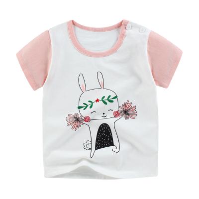 China Baby Bottom Shirt Cartoon Animal Summer Cotton Tops Boys And Girls T-shirt Breathable Children's Anti-Shrink 3-8 Years Old for sale