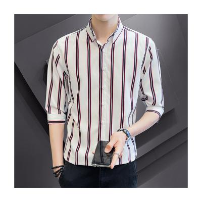 China Summer business anti-pilling men's tall slim top shirt clothing tops use long sleeve men's shirt stripe spring and for sale