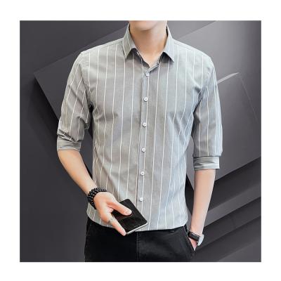 China Anti-pilling stripe spring big thin top shirt and summer business men's clothing tops use long sleeve men's shirt for sale