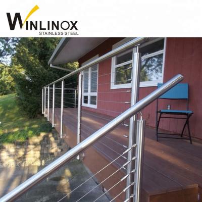 China Home decoration SS304 stainless steel lowes deck railing kits wire rail system for sale