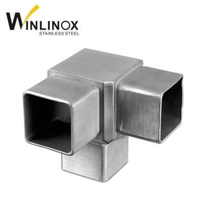 China Railing & Railings 304 Stainless Elbow 3 Way Square Tube Fencing Connectors for sale