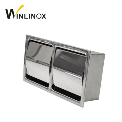 China Modern Restaurant Office Stainless Steel Toilet Paper Roll Double Tissue Holder for sale