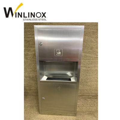 China Sustainable Multifunction Wall Mounted Stainless Steel Waste Bin Tissue Dispenser Box for sale