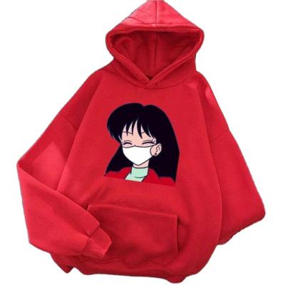 China Breathable Anime Cotton Hoodie Custom Embroidery Oversized Winter Pullover Plus Size Women's Hoodies for sale