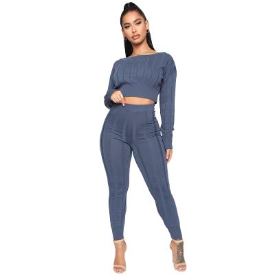 China 2021 Stylish Breathable Casual Outfits Plus Size Long Sleeve Sweater Drop Women's Two Piece Sets Suit Tracksuit for sale