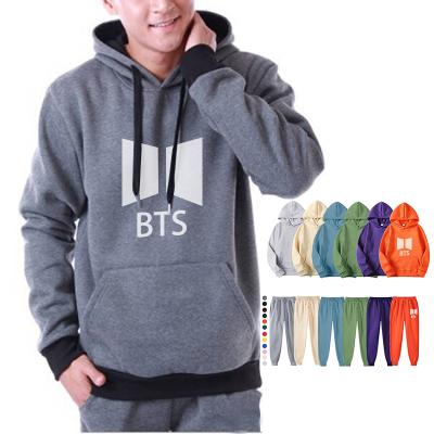 China Anti-wrinkle BTS kids link high quality winter kpop vintage logo BTS men's sweatshirt hoodie set for sale