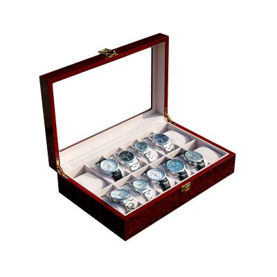 China High Quality Luxury Red Wooden Gift Storage Box 12 Slots Packing Watch Box For Display for sale