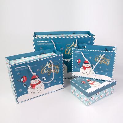 China Eco Friendly Bule Recyclable High Quality Cardboard Gift Box Snowman Paper Packaging For Christmas for sale