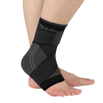 China Universal Custom Logo Sleeve Compression Adjustable Elastic Sports Basketball Ankle Brace Silicone Protection Ankle Support for sale