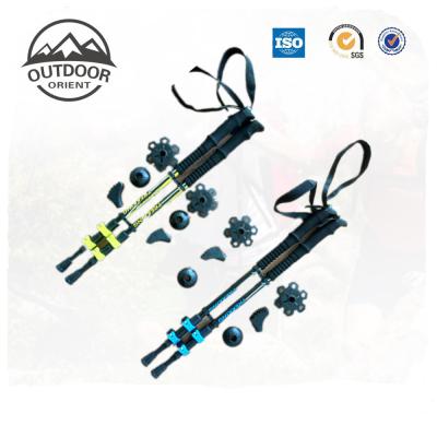 China Durable Folding Lightweight Shock-absorbing Mountaineering Hiking Stick 100% Carbon Fiber Outdoor Trekking Pole for sale