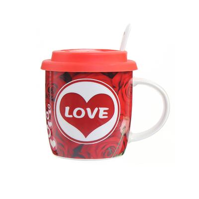 China Hot Viable Business Valentine's Day Amazon Love Ceramic Mug Red Letter Printing Mug Gift Sublimation Mug for sale