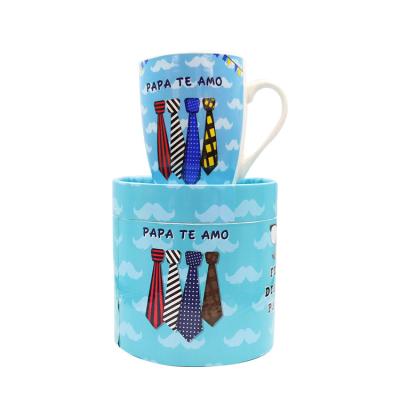 China Viable Wholesale Custom Ceramic Coffee Mug With Best Wrapping Gift Set For Spain Father's Day Personalized Father's Day Tie Coffee Mug for sale