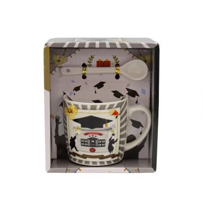 China Ceremony Viable Ceramic Mug With Spoon Gift Box Good Quality Amazon Premium Supplier for sale