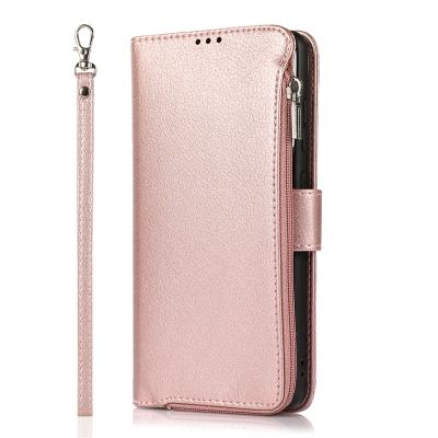 China Anti-fall PU Leather Wallet Case with Wrist Strap Card Holder Kickstand Flip Protective Cover For Samsung A90 5G Phone Accessories for sale