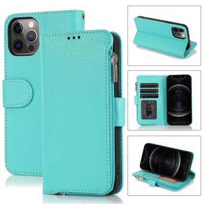 China Anti-fall PU Leather Wallet Case Cover with Wrist Strap Credit Cards Pocket for iPhone 11 Kickstand Flip Cover for sale