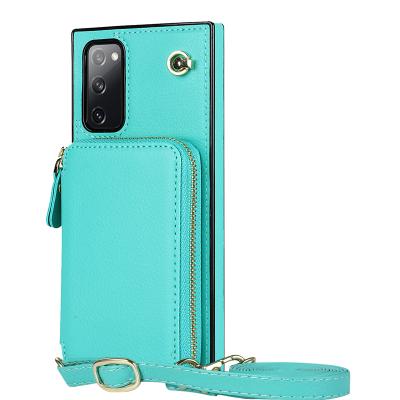 China Wallet Shockproof Cover For Samsung Note 20 Card Holder Case With Cross - Body Strap Leather Purse For Samsung A90 5G Leather Case for sale