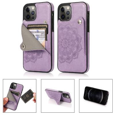 China Anti-drop cell phone accessories for iphone 11 pro max case with card holder flower case for iphone 12 wallet phone case for sale