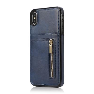 China Protective Anti-fall Zipper Wallet For iPhone 7/8 iPhone XS Max Wallet Case Credit Card Slot Shockproof Leather Cover for sale