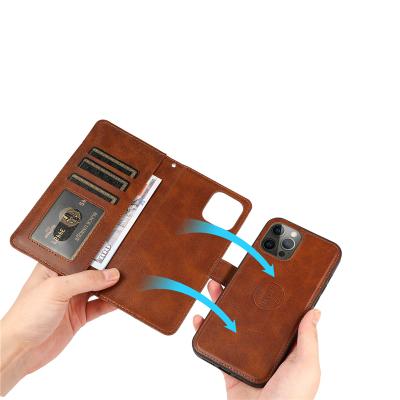 China Shockproof 2 in 1 Wallet Case For iPhone 12 Flip Stand Shockproof Magnetic Detachable Phone Case For iphone 12 pro Max Leather Case for sale