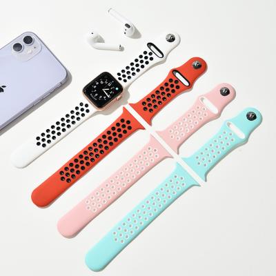 China Changeable Watch Replacement Watch Accessories For Apple Watch 42mm Strap 38mm For Apple Watch Series 6 5 Strap Hole Rubber Band for sale