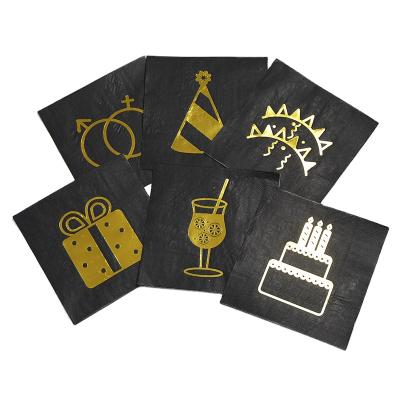 China Factory Wholesale Gold Printed Black Gift Tanning Foil Towels for sale