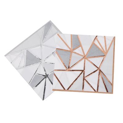 China Party Specialty Geometric Foil Gold Pattern Disposable Modern Paper Napkins for sale