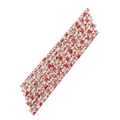 China Disposable Customizable Environmental Protection Rose Flower Paper Straw Disposable for sale