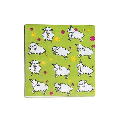 China Printed Promotional Manufacturers Cartoon Lamb Printing Custom Restaurant Napkins for sale