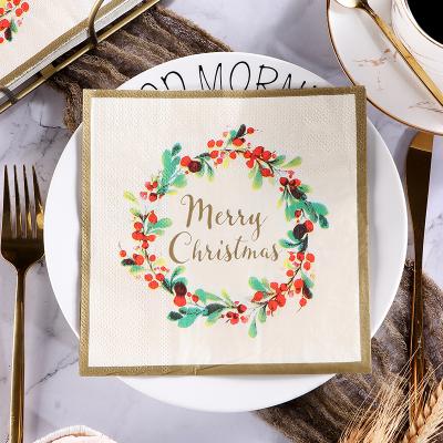 China High Quality Christmas Pattern Printed Decorative Disposable Printed Paper Napkins for sale