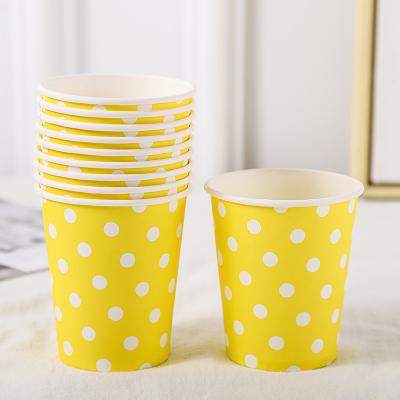 China 2021 High Quality Biodegradable Disposable Colorful Paper Cups Dots Party Disposable Craft Embossing for sale