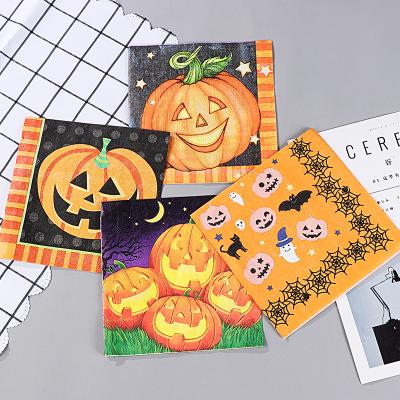 China Wholesale Pumpkin Pattern Printed Halloween Party Decorative Disposable Paper Napkins for sale